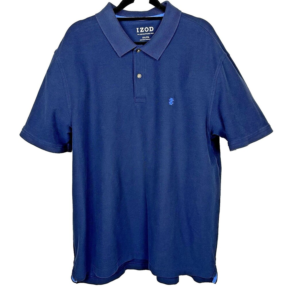IZOD Polo Shirt - Advantage Men Sz XXL 2XL BLUE Short Sleeve Golf Cotton Blend